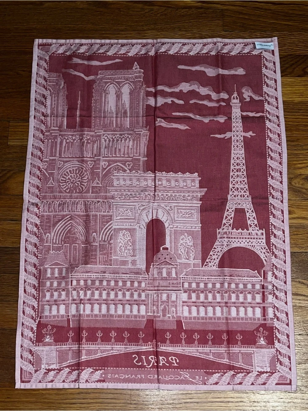 New Le Jacquard Francais Paris Cotton Dish Towel 60 x 80 cm Red Rectangular